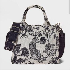 NWT Target A New Day Small Jacquard Boxy Tote Handbag cheetah leopard floral